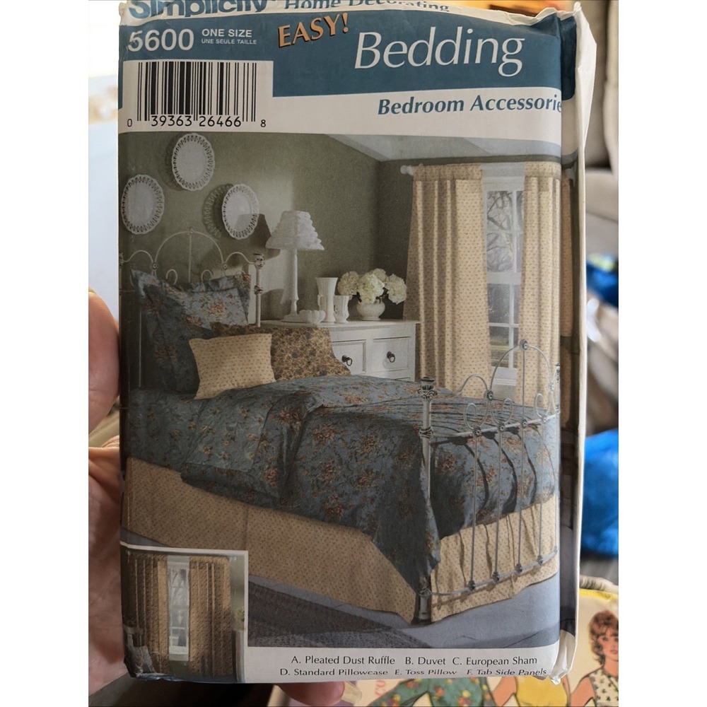 Simplicity 5600 Sewing Pattern Bedding Bedroom Accessories Uncut Easy Home Decor